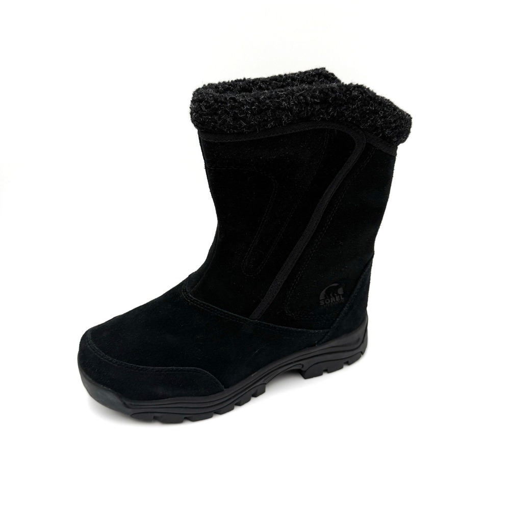 Sorel Waterfall Black Suede Waterproof Winter Boots Sz 8